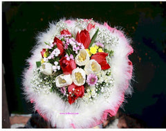 Red & White tulip Bouquet      - FBQ1192