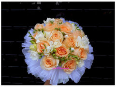 Peach n White Bridal Bouquet  - WED0201