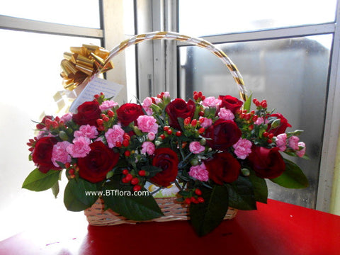 Rose & Carnation  Basket - FRB5017