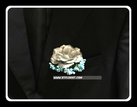 Artificial Silver Rose Corsage  - ART0449