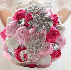 Pink White Brooch Bouquet   - WED0387