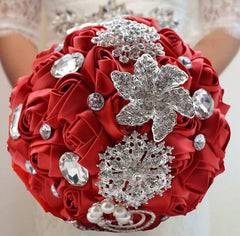 Red Brooch Bouquet   - WED0345